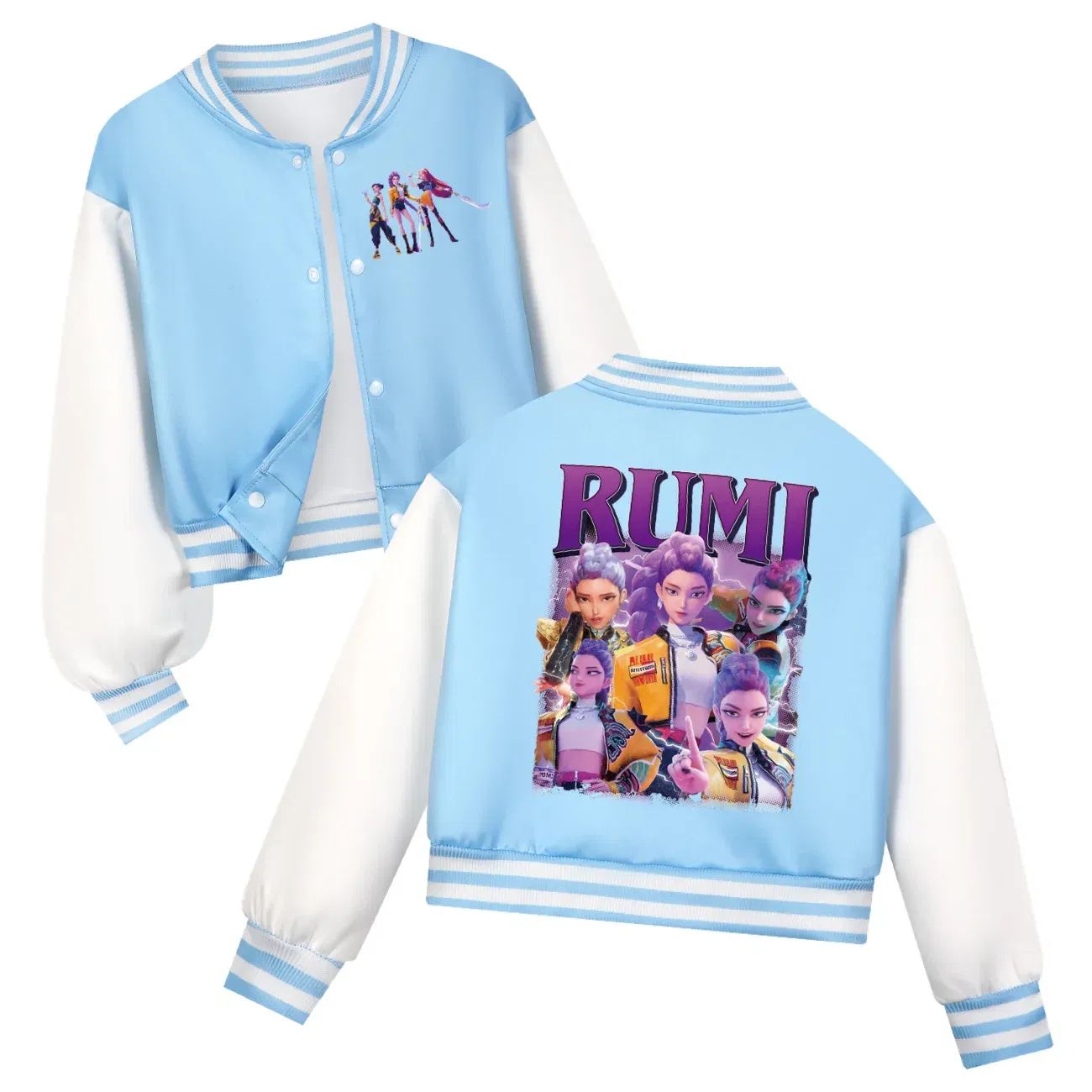 Color: Blue, Kid Size: 3T - Kids KPop Demon Hunters Huntrix Clothes Boys Baseball Uniform Spring Autumn  Girls Baby Casual Hoodies Children Costume