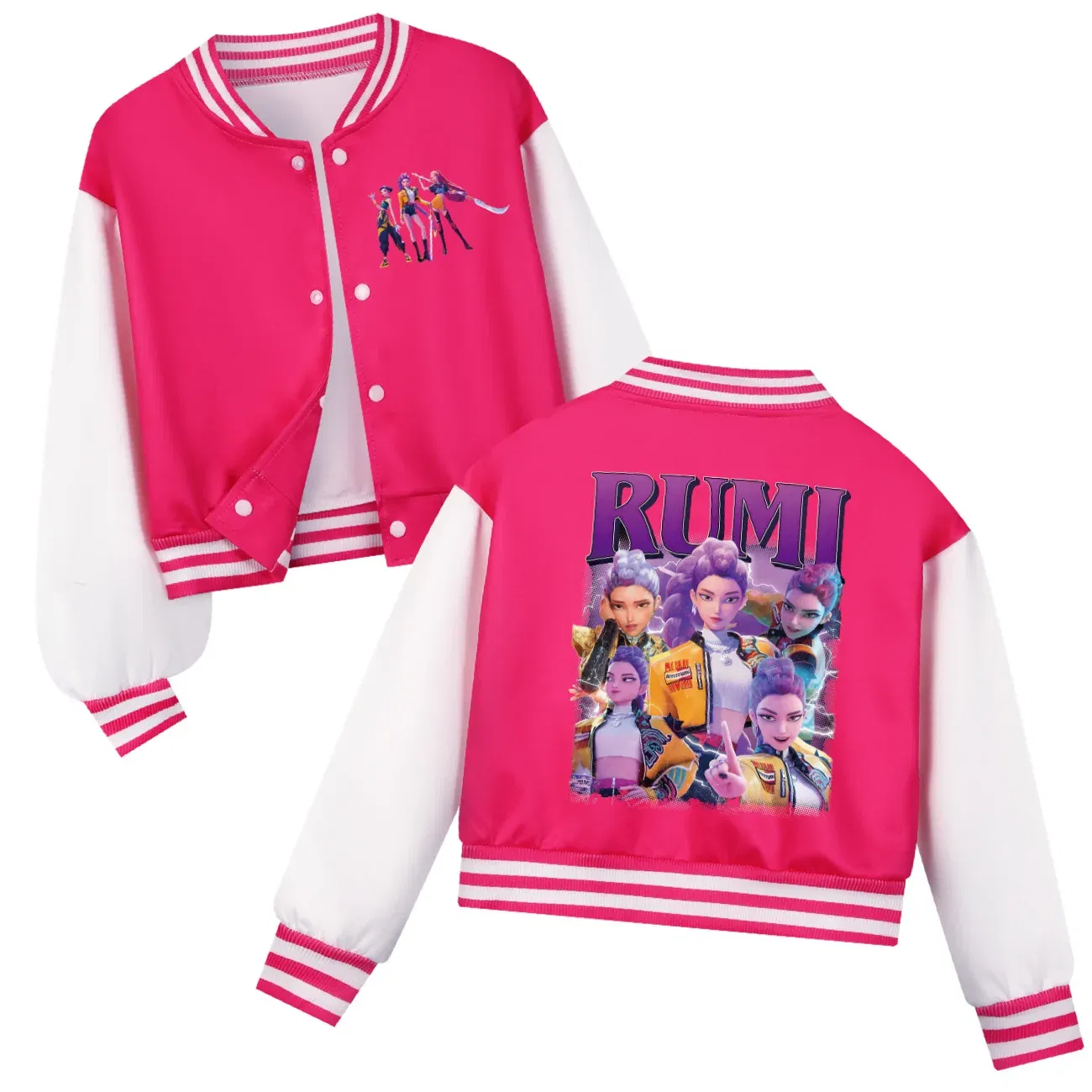 Color: Blue, Kid Size: 3T - Kids KPop Demon Hunters Huntrix Clothes Boys Baseball Uniform Spring Autumn  Girls Baby Casual Hoodies Children Costume