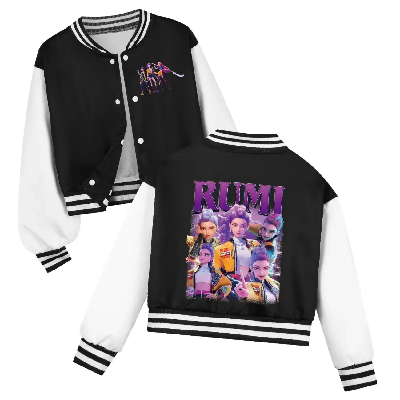 Color: Blue, Kid Size: 3T - Kids KPop Demon Hunters Huntrix Clothes Boys Baseball Uniform Spring Autumn  Girls Baby Casual Hoodies Children Costume