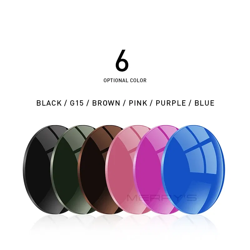 Lenses Color: Orange, Lens Index: 1.56 - MERRYS Photochromic Gray Green Brown Pink Purple Blue Series 1.56 1.61 1.67 Prescription Glasses Lenses For Myopia Hyperopia