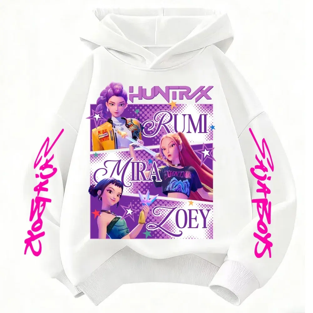 Color: Red, Kid Size: 2T - KPop Demon Hunters Huntrix Hoodie Kids Clothes Princess Girls Clothing Fashion Boys Clothes Spring Autumn Sweatshirt Child Tops