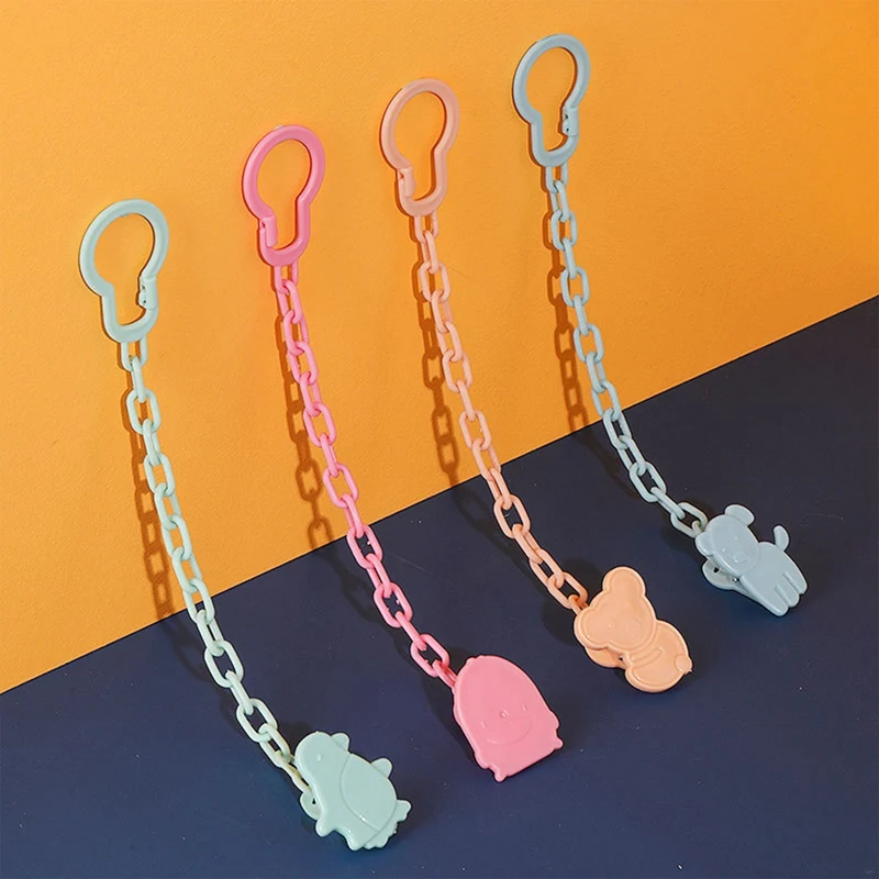 Color: Green - Baby Pacifiers Chain Cartoon Animal Nipple Clips Kids Infant Pacifier Safety Clamp Hanging Leashes Soother Teether Clip Chain