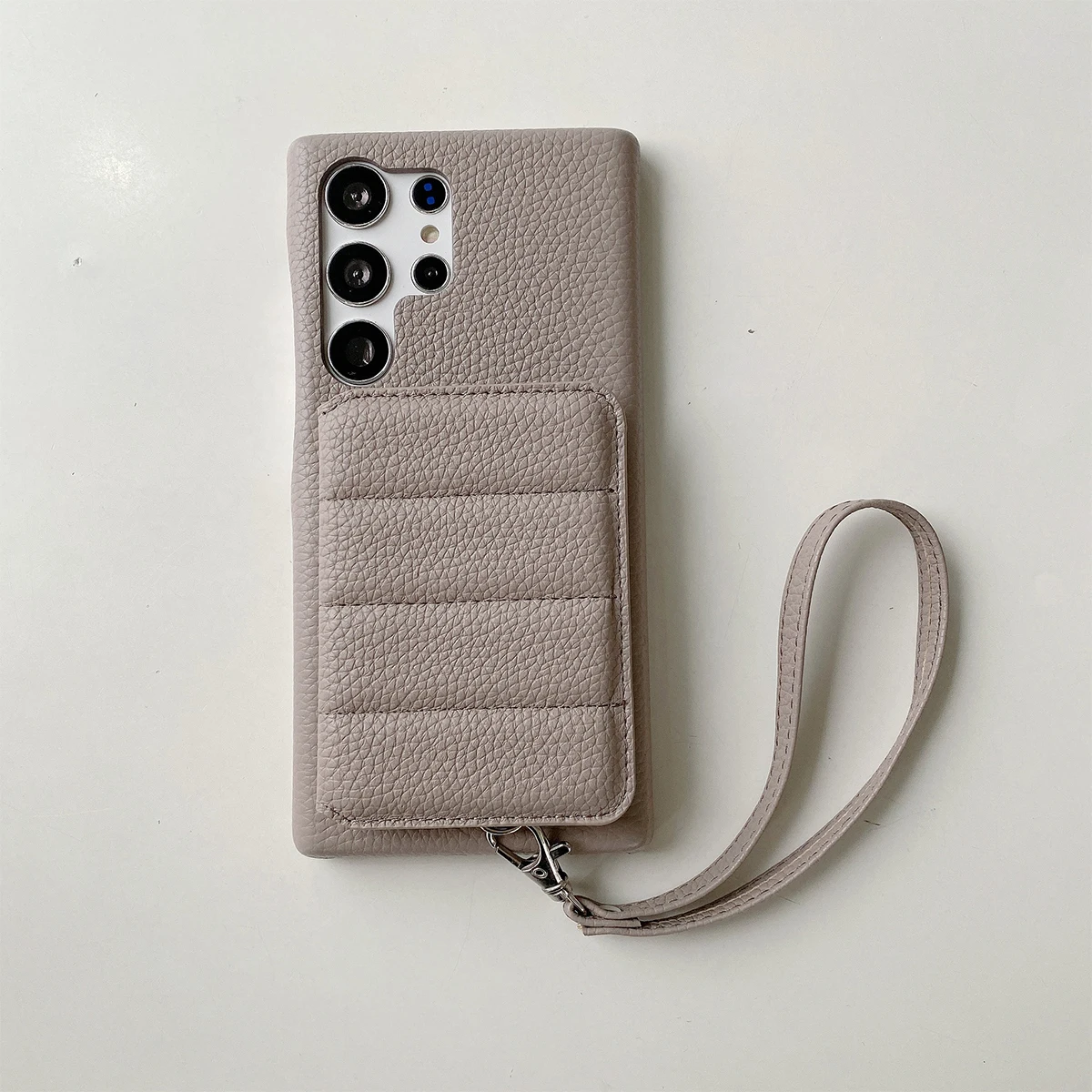 Color: GRAY, Material: Microfiber - Luxury Lanyard Wallet Case For Samsung Galaxy S21 FE S22 S23 Plus Note 20 Ultra A52 A53 A54 5G Lichee Pattern Leather Cover