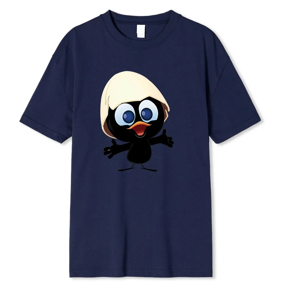 Color: Ivory, Size: XL - Sunlight T Shirt Big Size Men Calimero Cartoon pattern Men T Shirt Painted Funny Tshirt Men T Shirt