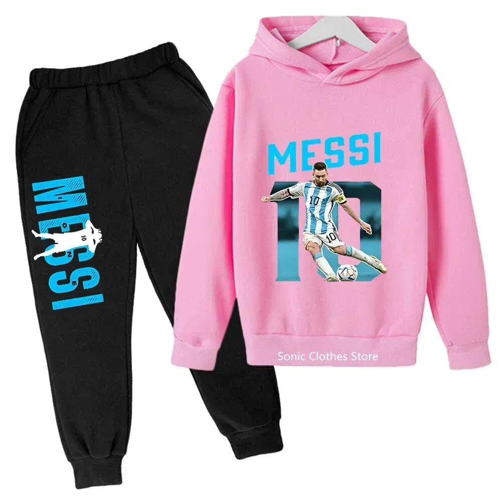 Color: SKY BLUE, Kid Size: 6 - messi avatar printed children's clothing children's autumn and winter hoodies pants 2-piece casual boys and girls suits
