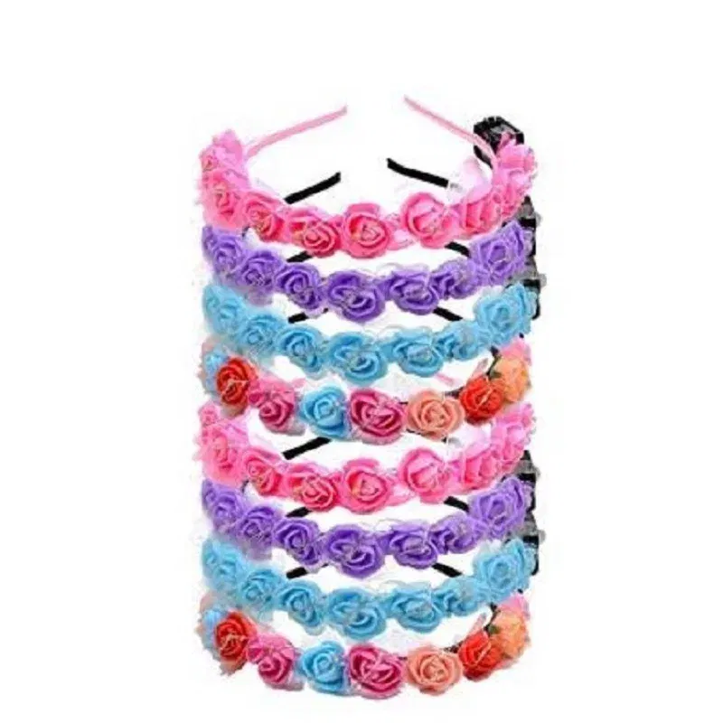 Color: Pink - Luminous Rose Flower Headband LED Light up Wreath for Women Girl Bridal Wedding Party Hairband Christmas Valentine's Day Gifts