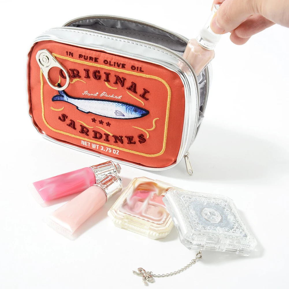Color: PURPLE - Canned Sardines Style Bath Travel Bag Cute Toiletry Bag Creative Fashion Women Cosmetic Bag Multi-function for Weekend Vacation