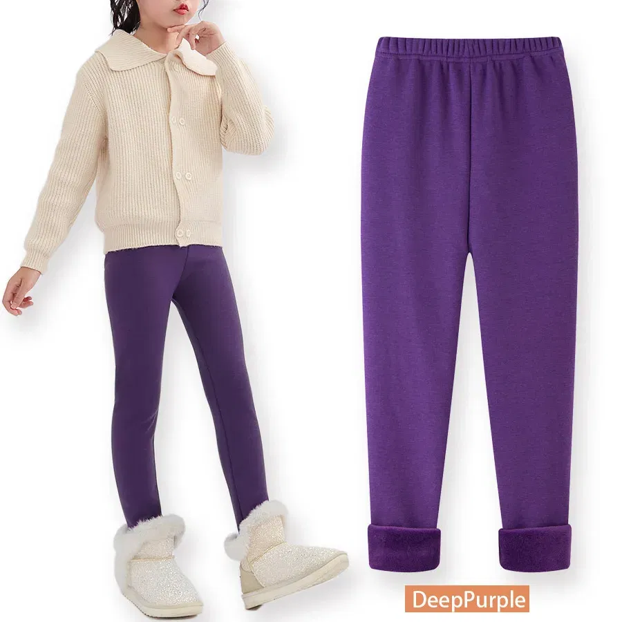 Color: PURPLE, Size: 128, Ships From: CHINA - SheeCute Girls Winter Warm Pants Kids Fleece Lined Leggings for 3-11 Years SCW7101