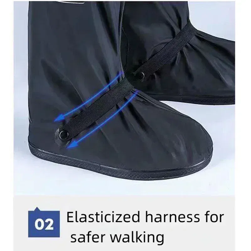 Color: black, Size: L - Recycling rain boot cover anti-slip boot cover Unisex bicycle shoes rain and snow day protective cover