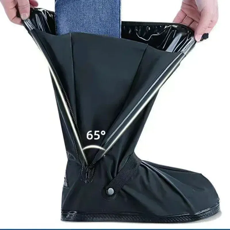 Color: black, Size: L - Recycling rain boot cover anti-slip boot cover Unisex bicycle shoes rain and snow day protective cover