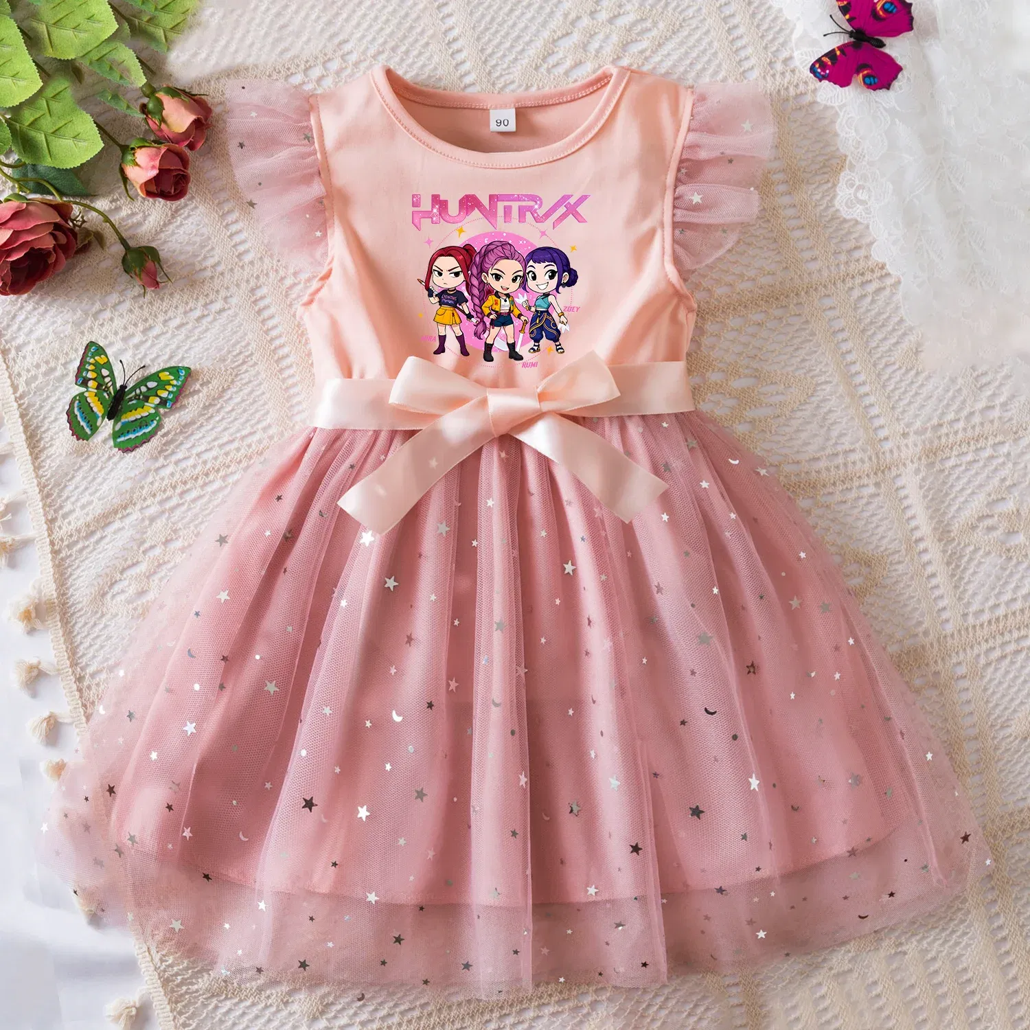 Color: Ivory, Size: One Size, Height: 176 - KPop Demon Hunters Girls Dress Kids Party Halloween Carnival Birthday Party Clothes Princess Tutu Dresses Costume Children Gift