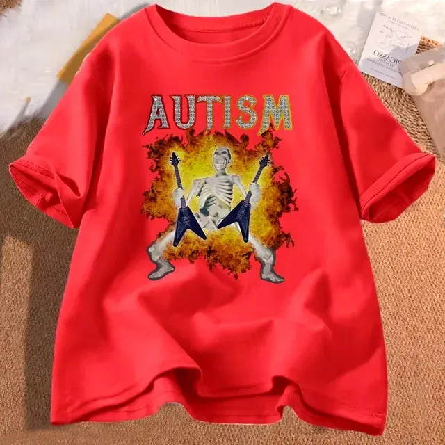 Color: Silver, Size: XL - Autistic Funny Skeleton T Shirt Women Men Autism Edgy Skeleton Meme T-shirt Casual Short Sleeve Tshirt Round Neck Clothes