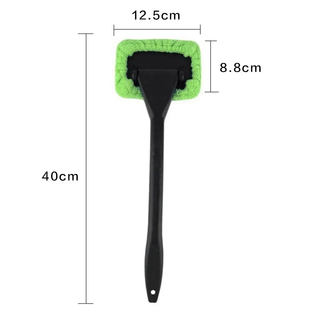 Color: black - Car Windshield Cleaning Brush Kit Car Window Wiper Home Glass Defogging Dust Towel With Long Handle Cleaner Brush Washing Tool