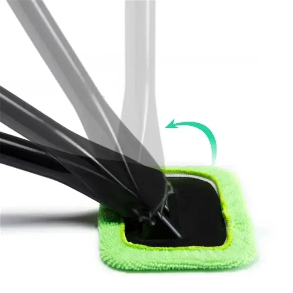 Color: black - Car Windshield Cleaning Brush Kit Car Window Wiper Home Glass Defogging Dust Towel With Long Handle Cleaner Brush Washing Tool