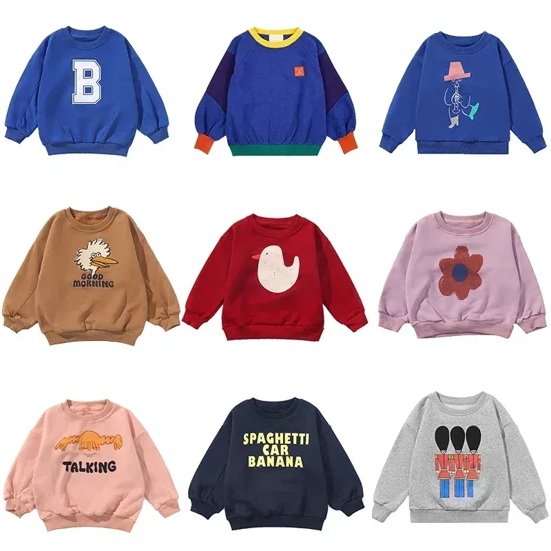 Color: green, Kid Size: 6 - Children's Spring Autumn Hoodie Cartoon Print Unisex Sweatshirt European Style Top for Boys And Girls