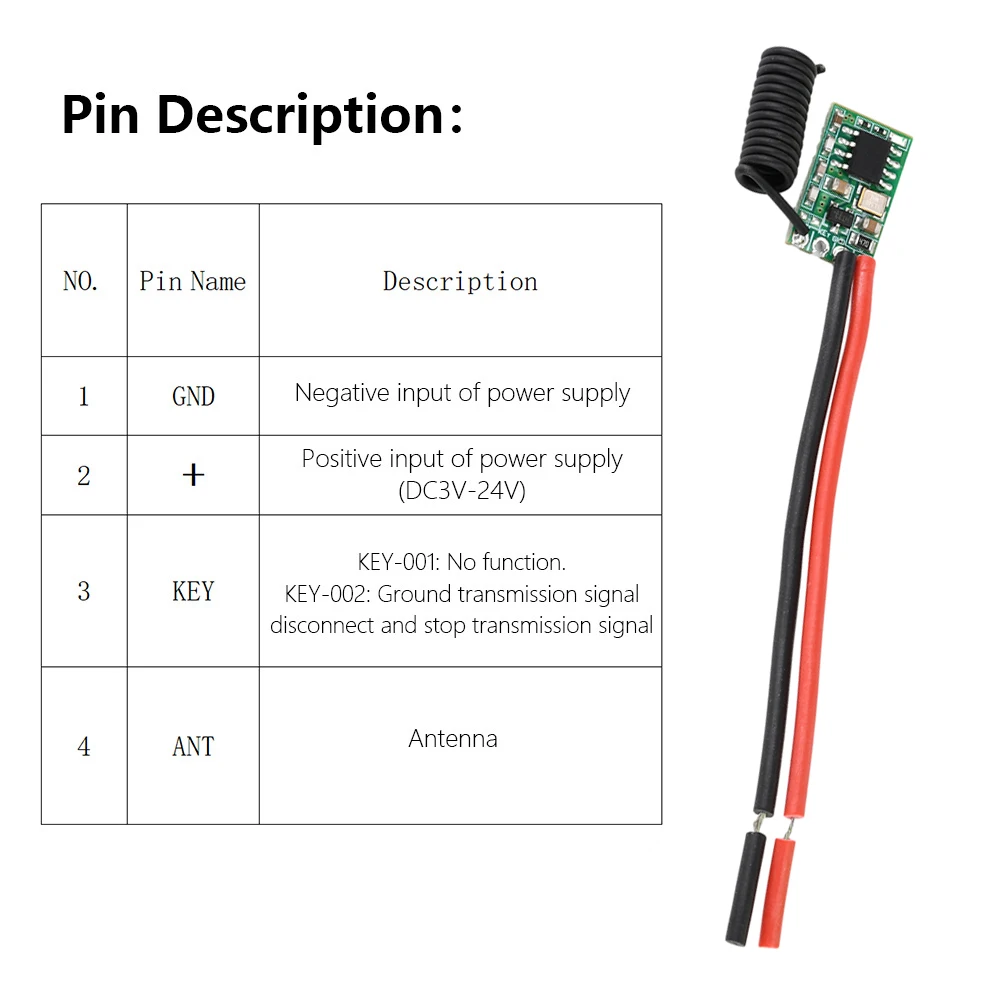 Color: Beige - DC 3V-24V 433MHz Wireless Remote Control Switch Long Range Mini Receiver and 433 MHz Transmitter LED Remote Control Power Supply