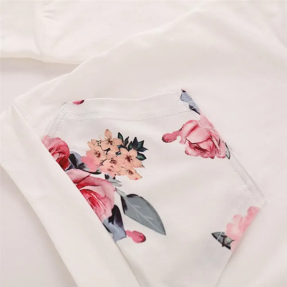 Color: Pink, Kid Size: 6M - 0-18 Months Toddler Baby Girl 3PCS Hooded Clothes Set Flowers Print Long Sleeve Top+Pant+Bowknot Headband Fashion Autumn Outfit