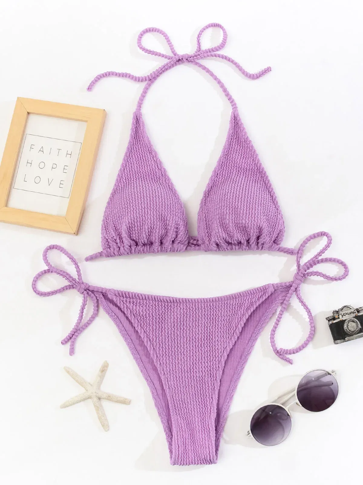 Color: green, Size: L - New Fashion Sexy Bikini Solid Swimsuit Women Swimwear Push Up Set Brazilian Bathing Suit Summer Beach Wear Swimming