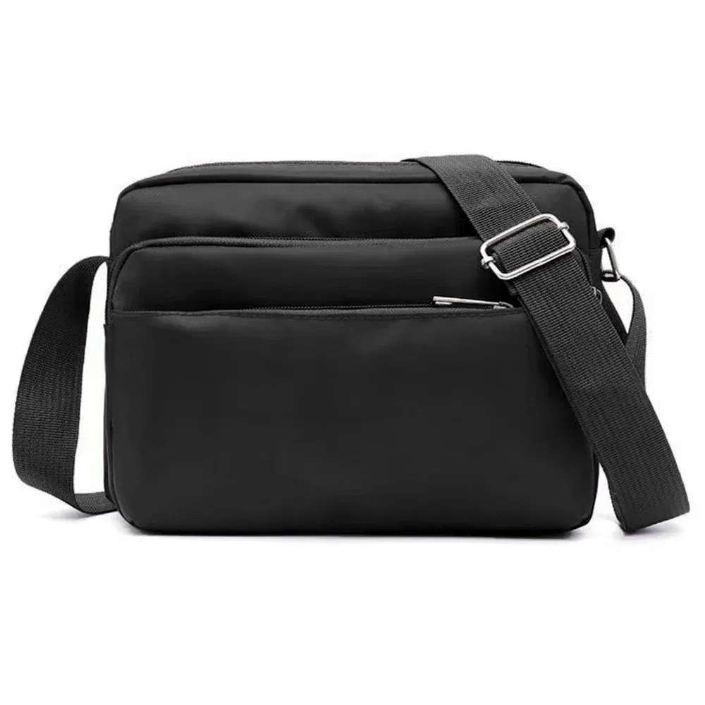 Color: black - New Fashion Multi-layer Travel Leisure Simple Storage Bag Black Gold Letter Series Printing Pattern One Shoulder Crossbody Bag