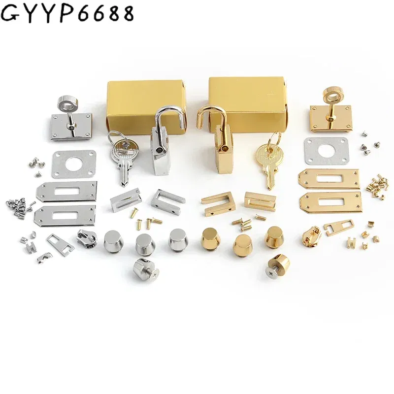 Color: Yellow, Size: L - Gold,Silver Stainless Steel Metal Rectangle Hanger Clasp Locks For DIY Craft Handbags Purse Bags Buckles Hardware Accessories