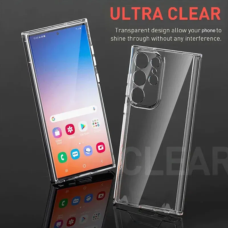 Material: Plastic - Ultra Thin Clear Silicone Soft TPU Case For Samsung Galaxy S25 Ultra S24 S23 S21 S20 FE S22 Ultra Plus Bumper Capa Cover Fundas