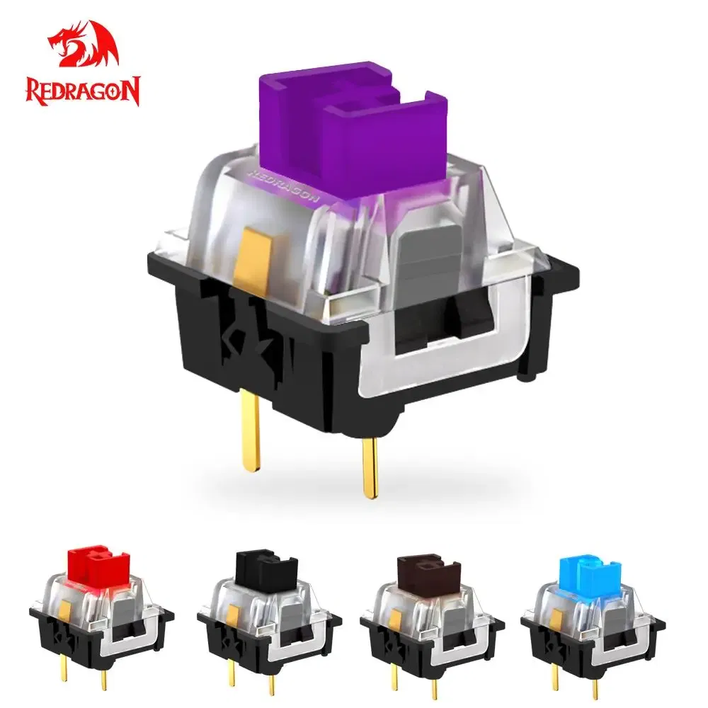 Color: Pewter, Axis Body: Brown Switch - REDRAGON SMD RGB MX Switch 3Pin Clicky Linear Tactile Silent Red Blue Black Brown Purple Switche For Backlit Mechanical Keyboard