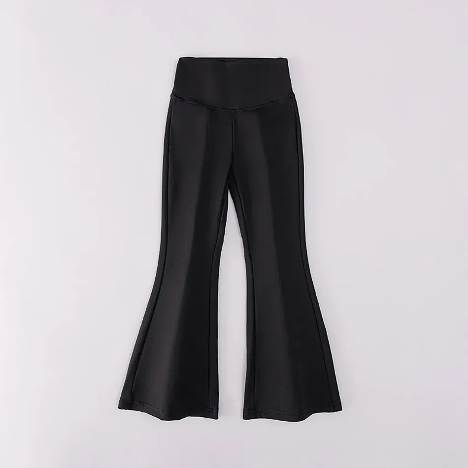 Color: Brown, Size: 128 - Girls High Waist Flared Pants for Spring and Autumn Kids Fashion Tight Leggings with Stylish Elastic Teenager Bottoms Clothes