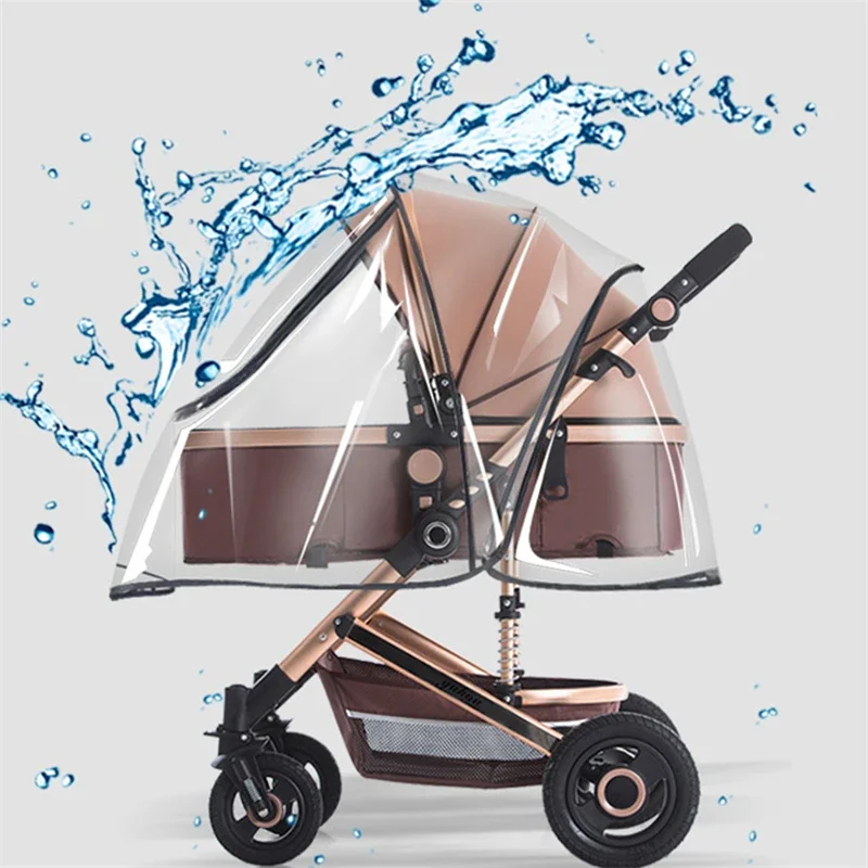 Color: Blue - New Universal Stroller Rain Cover Baby Car Weather Wind Sun Shield Transparent Breathable Trolley Umbrella Raincoat Accessories