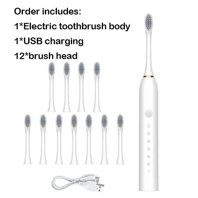 Color: Blue - Toothink Electric Toothbrush Smart Timing Tooth Brush Rechargeable Teeth Clean Whitening Sonic Toothbrush With Replacement Head