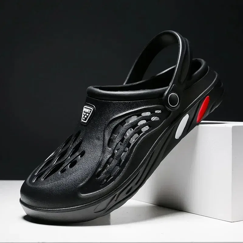 Color: black, Shoe Size: 39 - Clogs Men Sandals Men Shoe Summer Fang Man Hoof Thongs Stamp Garden Beach Black Big Size Slippers for Men's Shoes Zapatos Hombre