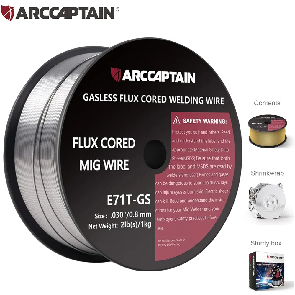 ARCCAPTINA MIG Welding Wire Mild Steel 0.8mm/0.9mm 1KG 1 Flux Cored Gasless E71T-GS Non-Gas For MIG Welding Machine Soldering