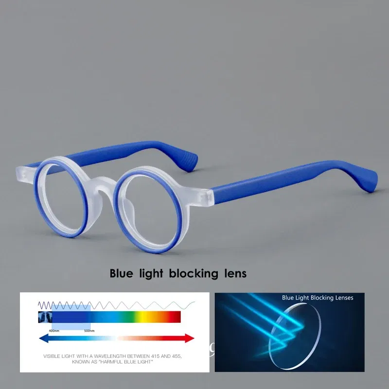 Frame Color: green, Eye Prescription: +75 - VCKA Round Acetate Photochromic Reading Glasses Frame Men Prescription Anti-blue Eyeglasses Women Custom Eyewear +0.50 to+6.0