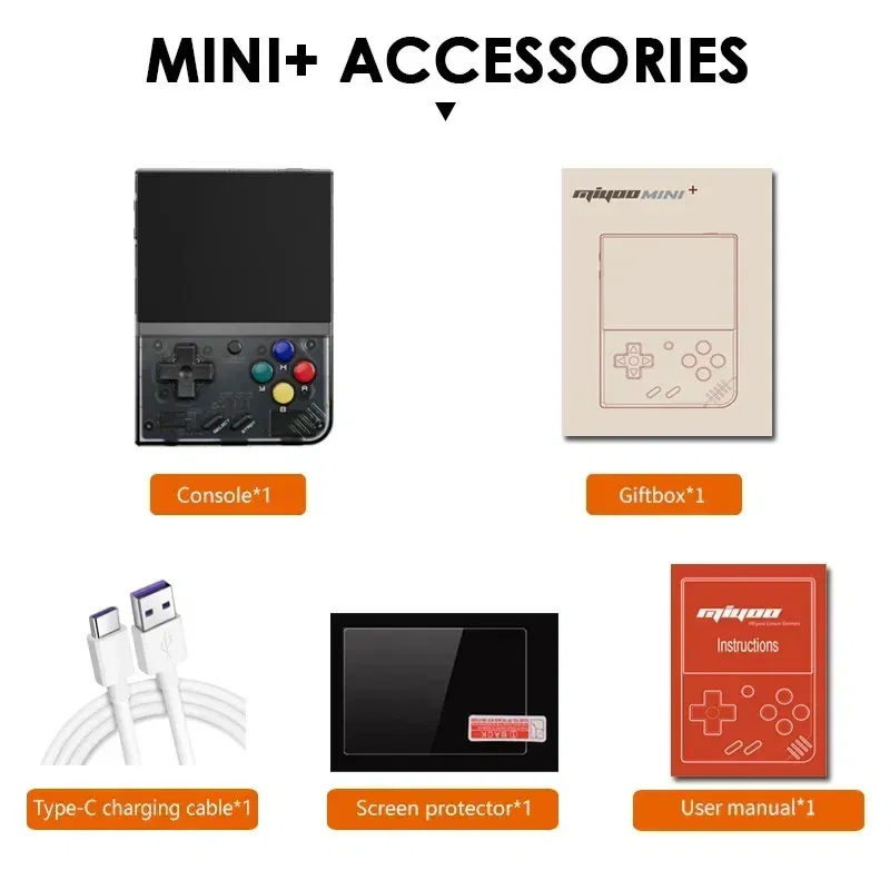 Color: Rose Gold, Bundle: Bundle 2 - MIYOO Mini Plus Portable Retro Handheld Game Console V2 Mini+ IPS Screen Classic Video Game Console Linux System Children's Gift