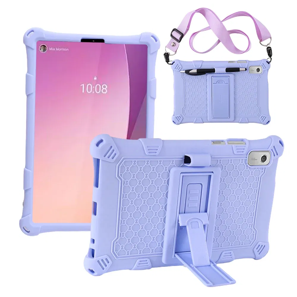 Color: Blue, Size: sixteen - For Lenovo Tab M9 TB-310FU 2023 Soft Bubble Case Kids Shockproof Kickstand Tablet Cover Funda Capa Coque With Shoulder Straps