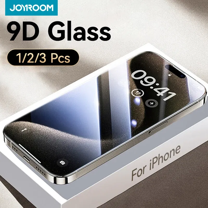 Bundle: Bundle6, Material: pet - Joyroom 1/2/3pcs 9D Screen Protector Tempered Glass for iPhone 16 15 14 13 12 11 Pro Max Protective Glass for iPhone 15 Pro Max