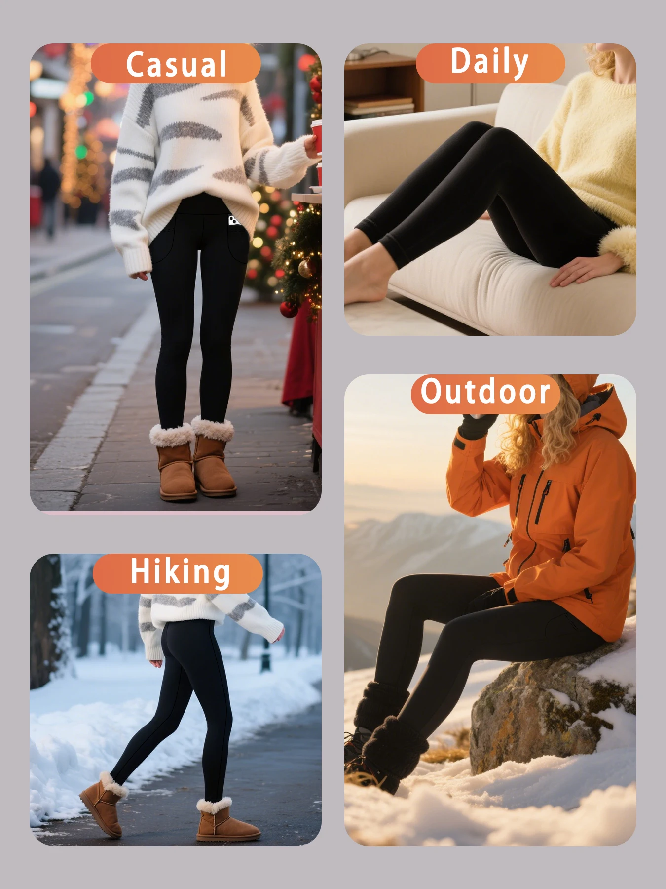 Color: GRAY, Size: XXL - Womens Thermal Fleece Lined High Waisted with pockets Leggings, Workout Winter Warm Thick Tights Soft Yoga Running Pants