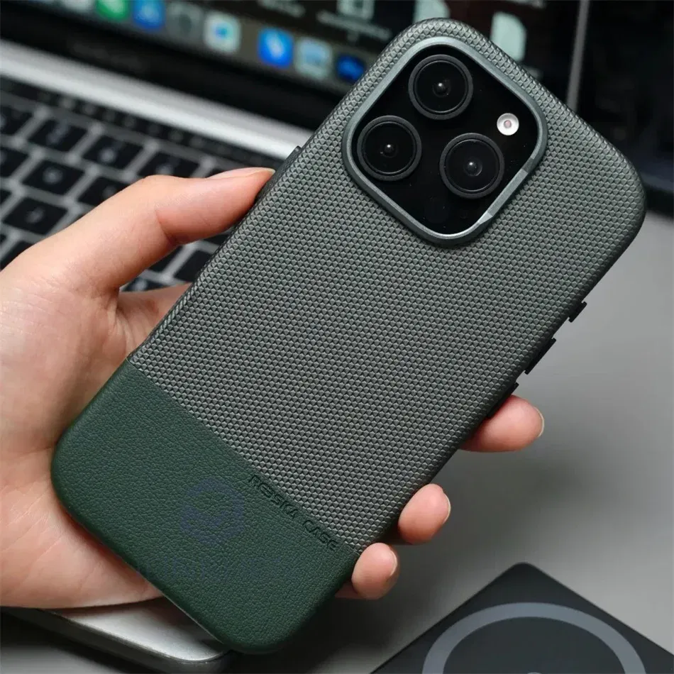 Color: Blue, Material: Silicon - Luxury Hit Color Wireless Charge For MagSafe Premium Leather Case For iPhone 16 Plus 15 14 13 Pro Max Alloy Len Shockproof Cover
