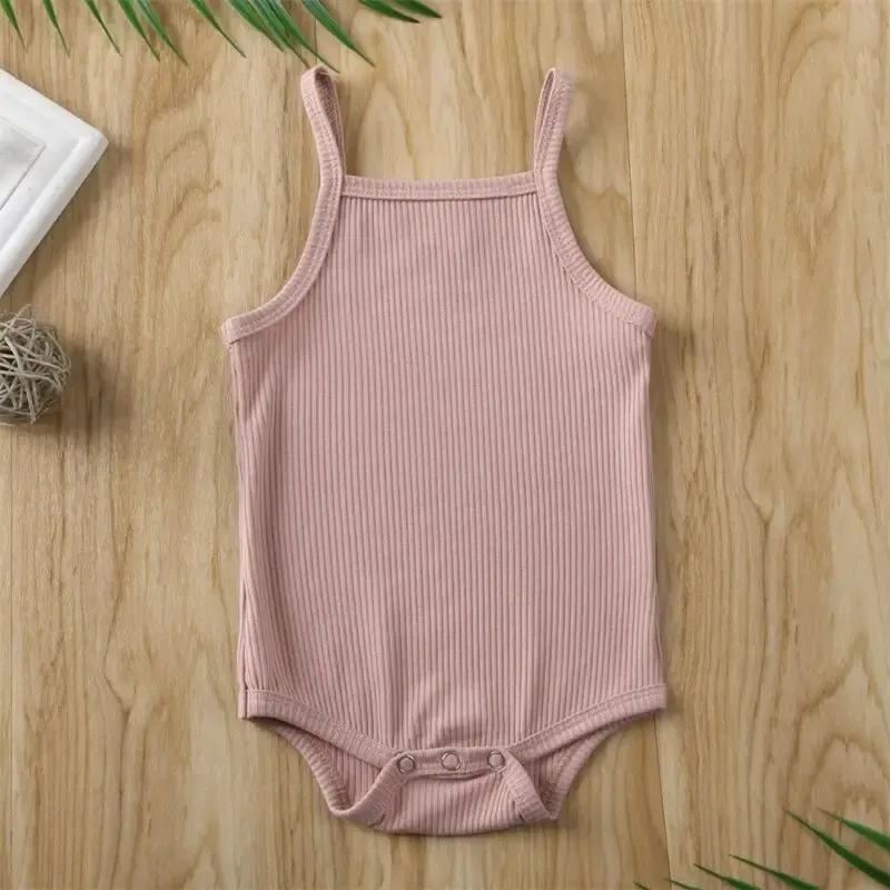 Color: Blue, Kid Size: 3M - 2020 Infant Baby Square Collar Bodysuits Newborn Baby Boy Girl Sling Romper Bodysuit Jumpsuit Outfit Clothes Set