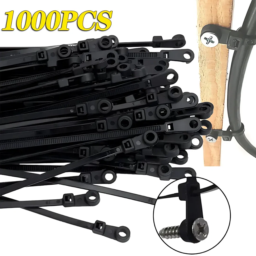 Screw Hole Cable Ties Reusable Fixed Nylon Cable Ties Self-locking Cord Ties Straps Fastening Loop Office Organizer