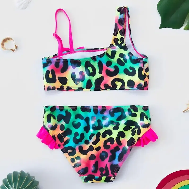 Color: Blue, Size: XXS - Lilo Stitch Gilrs Bow Bikini Set Trendy Two-Piece Swimsuits for Summer Stylish Beachwear Pool Fashion Bathing Suits 3-12Y