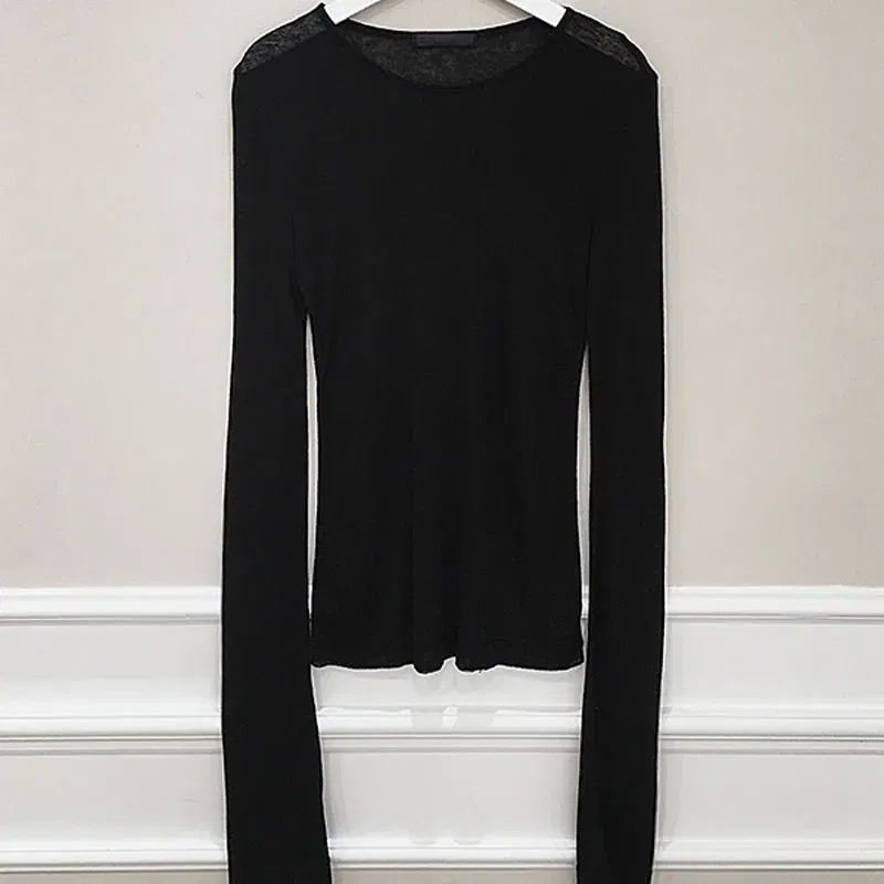 Color: black, Size: One Size - Shintimes Sexy Shirt Women T-Shirt Long Sleeve Korean Style Slim Basic Elasticity Tshirt Top Womens Clothing T Shirt Femme
