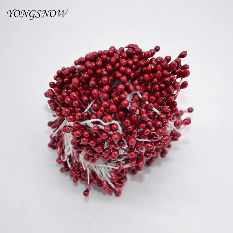 Color: Brown - 250Pcs/lot 3mm Mini Flower Stamens Artificial Stamen DIY Handmade Wreath Wedding Party Decoration Scrapbooking Crafts 8Z
