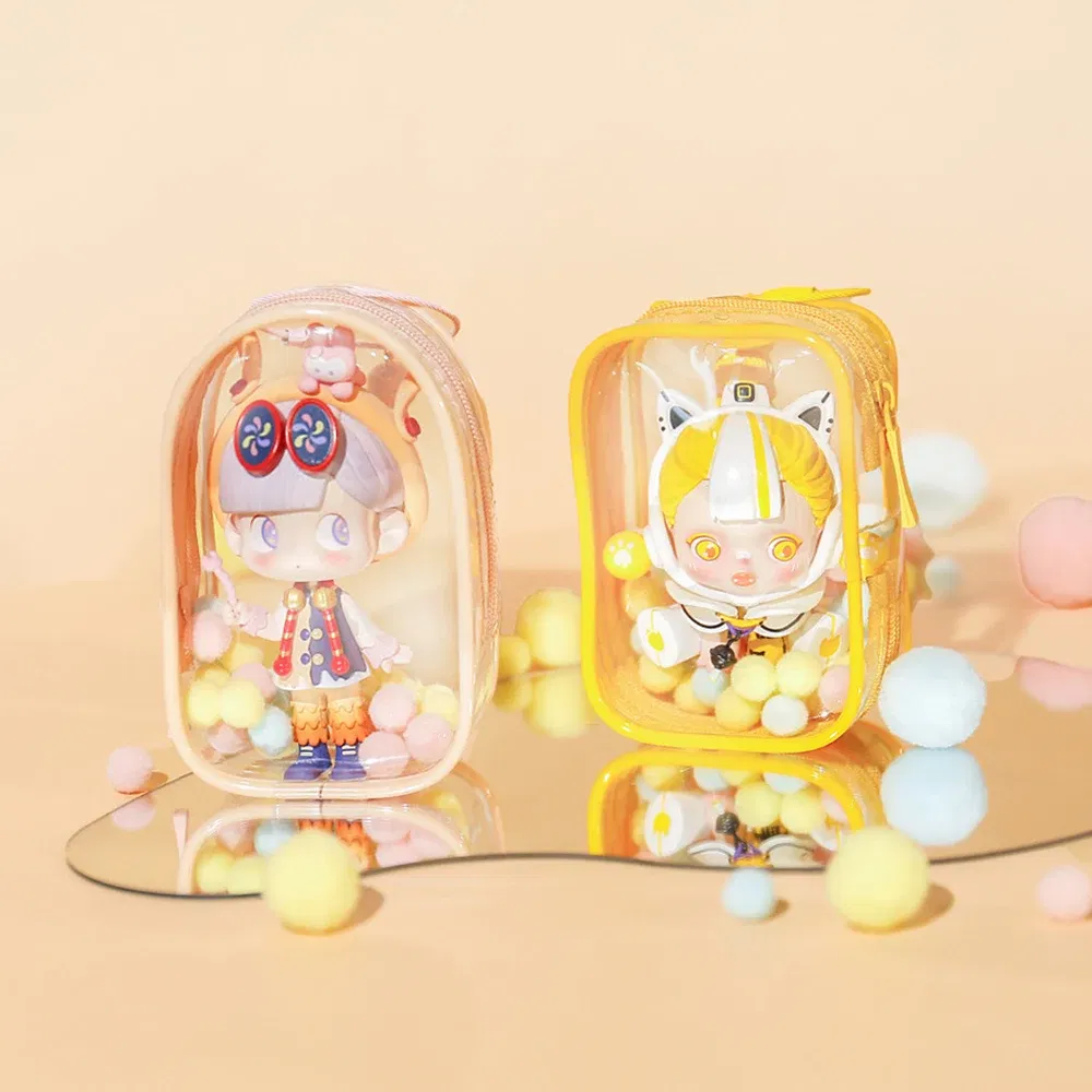 Color: Pink - 1PC Thicken Transparent Mystery Box Storage Case Keychain Bag Storage Pouch Organizer Box Classic Doll Bag Keychain Wallet