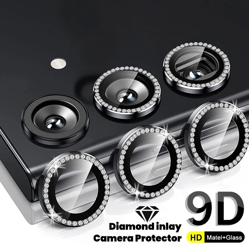 Material: Cotton Fabric, Color: green - Bling 3D Diamond Metal Camera Ring Protector for Samsung Galaxy A55 A35 A25 A15 A05 5G Alloy Lens HD Tempered Glass Protect Cap