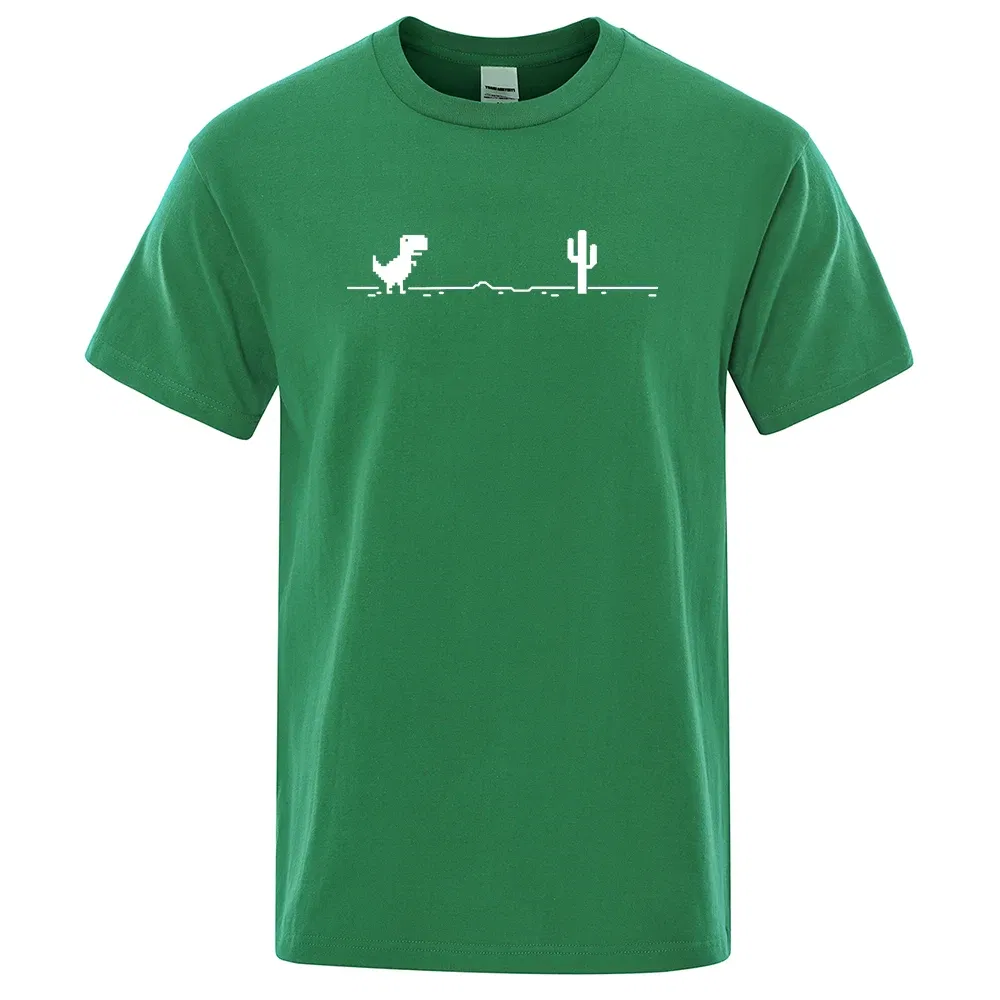 Color: Gold, Size: XXL - Mens T-shirts Printed Dinosaur Cactus Funny Tops Summer Cotton T-shirt for Men Casual O-Neck Tee Shirts Streetwear Basic Top