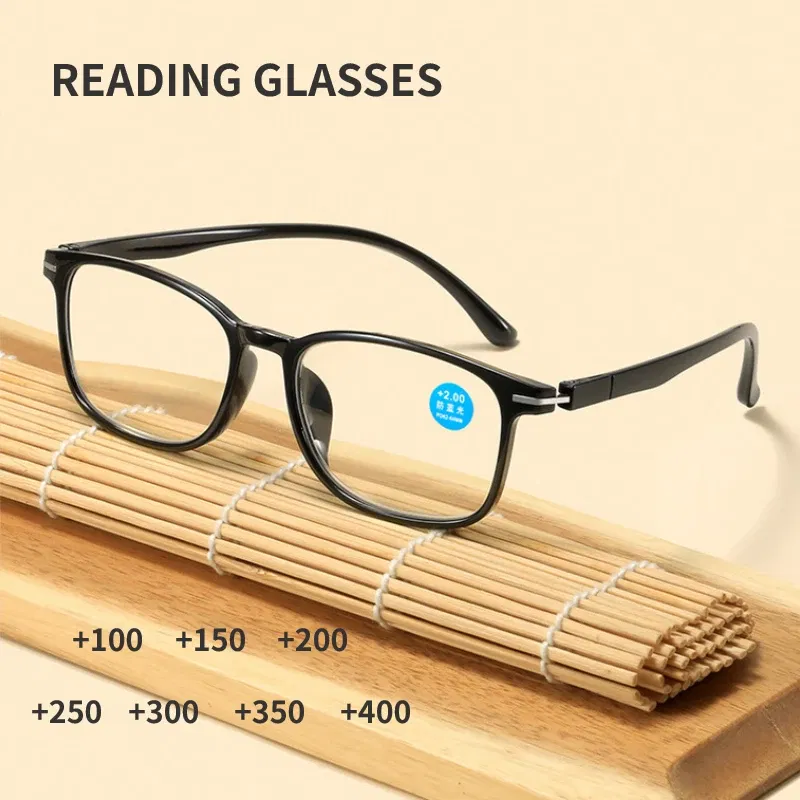 Eye Prescription: +400, Frame Color: black - New Anti Blue Light Reading Glasses Fashion Presbyopic Eyewear Men Women Sauqre Ultralight Hyperopia Eyeglasses +100 To +400
