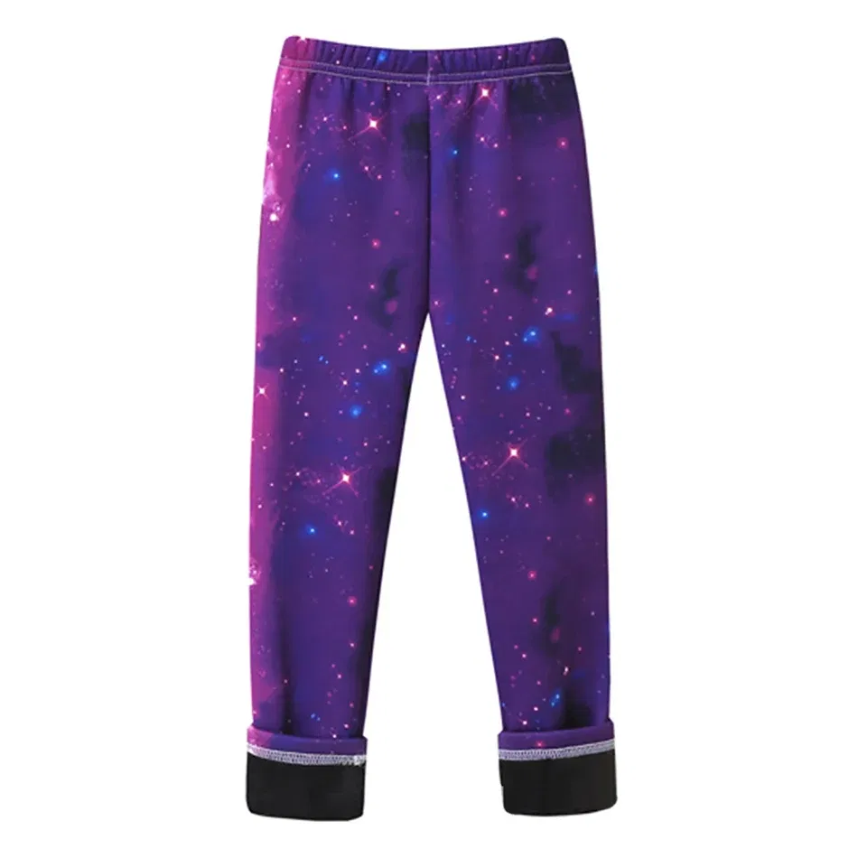 Color: Neon, Size: 128 - Girls Warm Plush Long Pants for Autumn Spring Cartoon Butterfly Striped Soft Cozy Leggings Fleece-Lined Bottoms Kids Casual Wear