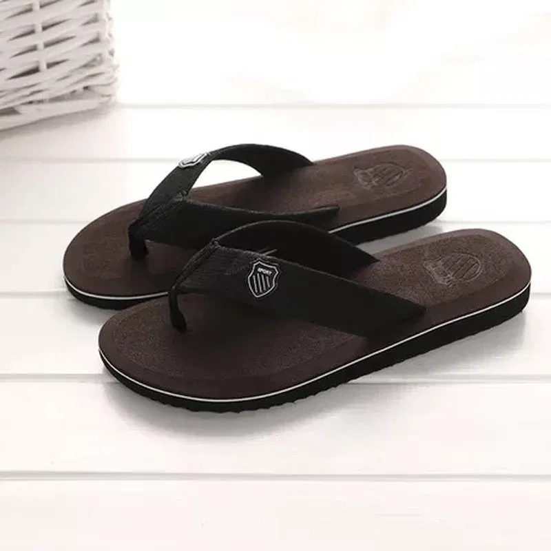 Color: Chocolate, Shoe Size: 42 - 2024 New Shoes Men Summer Men Flip Flops High Quality Beach Sandals Anti-slip Zapatos Hombre Casual Shoes Man Slippers