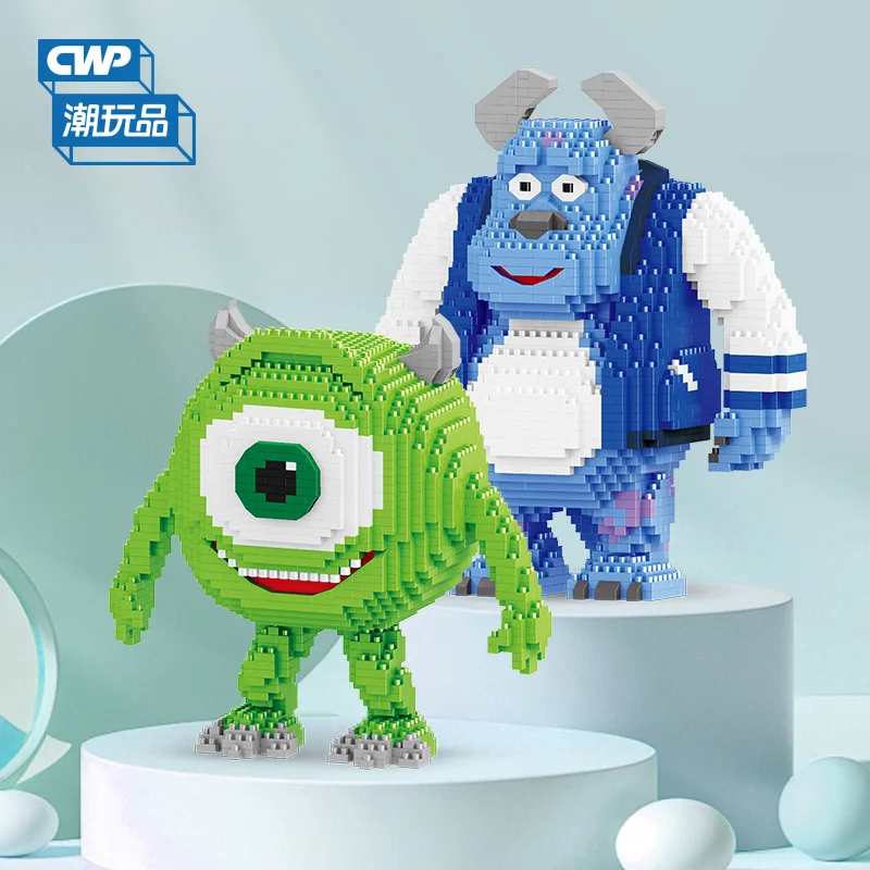 Color: green, Size: S - Monster University Micro Building Blocks James Mike Model Anime Diamond Mini Brick Figure Toy For Christmas Gift