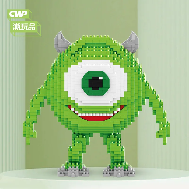 Color: green, Size: S - Monster University Micro Building Blocks James Mike Model Anime Diamond Mini Brick Figure Toy For Christmas Gift